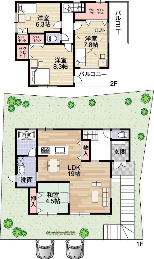 Floor plan. 59,800,000 yen, 4LDK + S (storeroom), Land area 148.15 sq m , Building area 147.91 sq m
