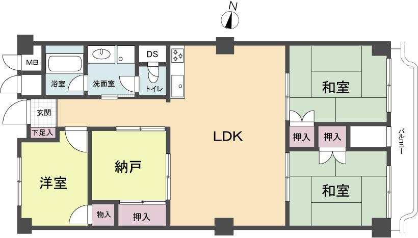 Floor plan. 3LDK, Price 24.5 million yen, Occupied area 82.65 sq m , Balcony area 5.8 sq m