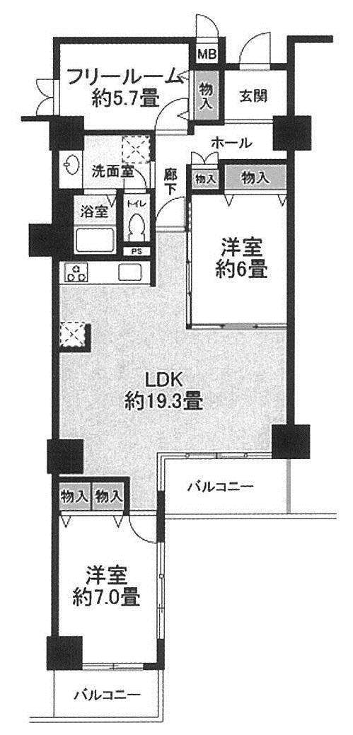 Floor plan. 3LDK, Price 25,400,000 yen, Occupied area 86.43 sq m , Balcony area 9.33 sq m