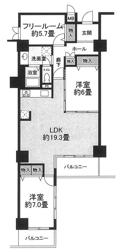 Floor plan. 3LDK, Price 25,400,000 yen, Occupied area 86.43 sq m , Balcony area 9.33 sq m