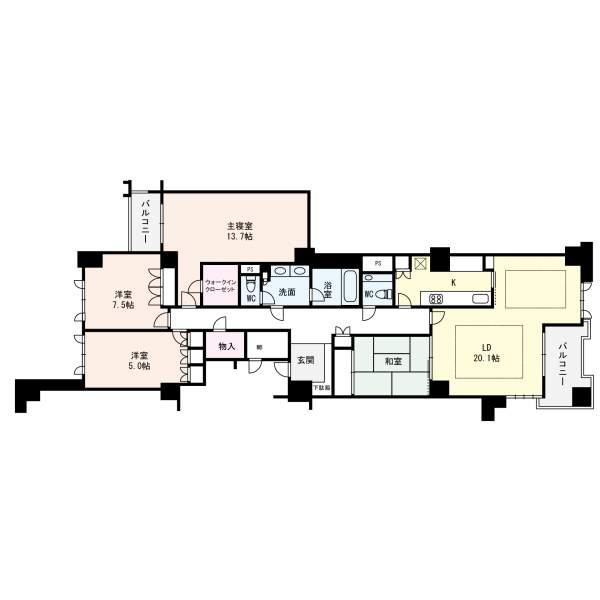 Floor plan. 3LDK, Price 26,800,000 yen, Footprint 156.54 sq m , Balcony area 10.82 sq m