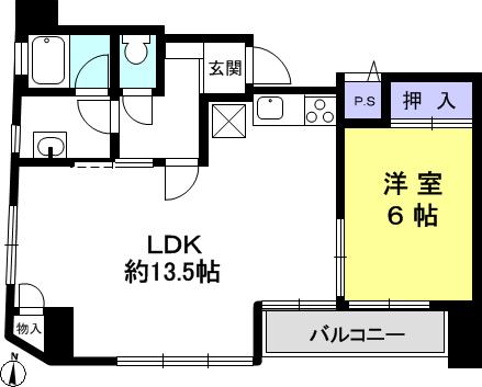 Floor plan. 1LDK, Price 12.8 million yen, Occupied area 60.13 sq m , Balcony area 4.57 sq m