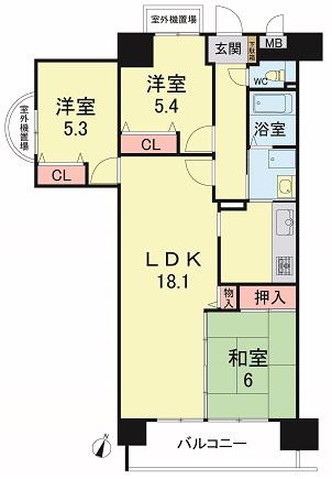 Floor plan. 3LDK, Price 26,800,000 yen, Footprint 74.3 sq m