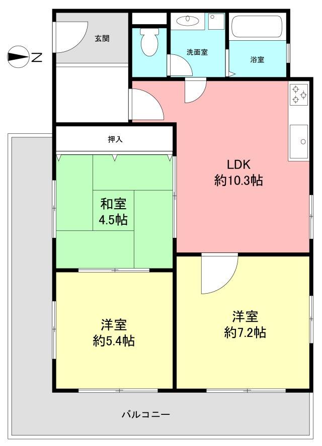Floor plan. 3LDK, Price 13,900,000 yen, Occupied area 66.84 sq m , Balcony area 16.92 sq m Floor