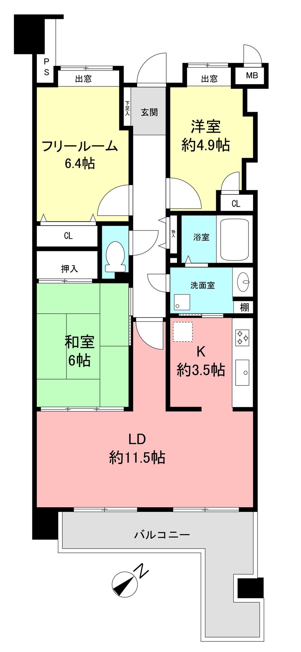 Floor plan. 2LDK + S (storeroom), Price 31,800,000 yen, Footprint 72.6 sq m , Balcony area 9.67 sq m