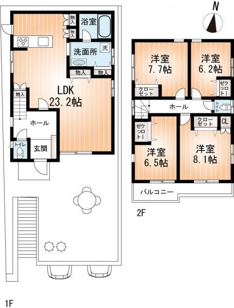 Floor plan. 60,800,000 yen, 4LDK, Land area 139.14 sq m , Building area 120.25 sq m