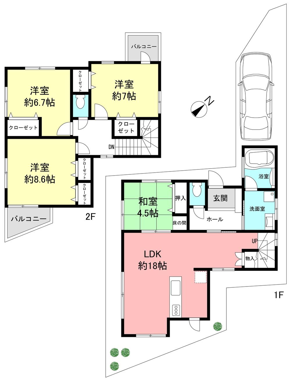 Floor plan. 58,800,000 yen, 4LDK, Land area 103.82 sq m , Building area 107.68 sq m