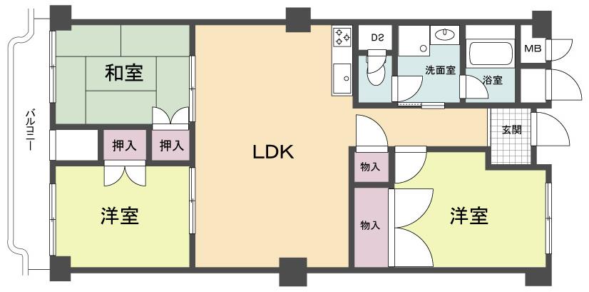 Floor plan. 3LDK, Price 28.8 million yen, Occupied area 80.13 sq m , Balcony area 5.8 sq m
