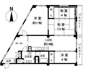 Floor plan. 4LDK, Price 14.8 million yen, Occupied area 99.96 sq m , Balcony area 10 sq m