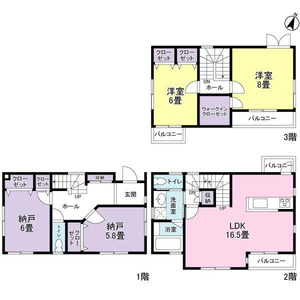 Floor plan. 46,800,000 yen, 4LDK, Land area 86.99 sq m , Building area 108.54 sq m floor plan. 