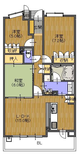 Floor plan. 3LDK, Price 28.5 million yen, Occupied area 76.32 sq m , Balcony area 10.3 sq m spacious 4LDK