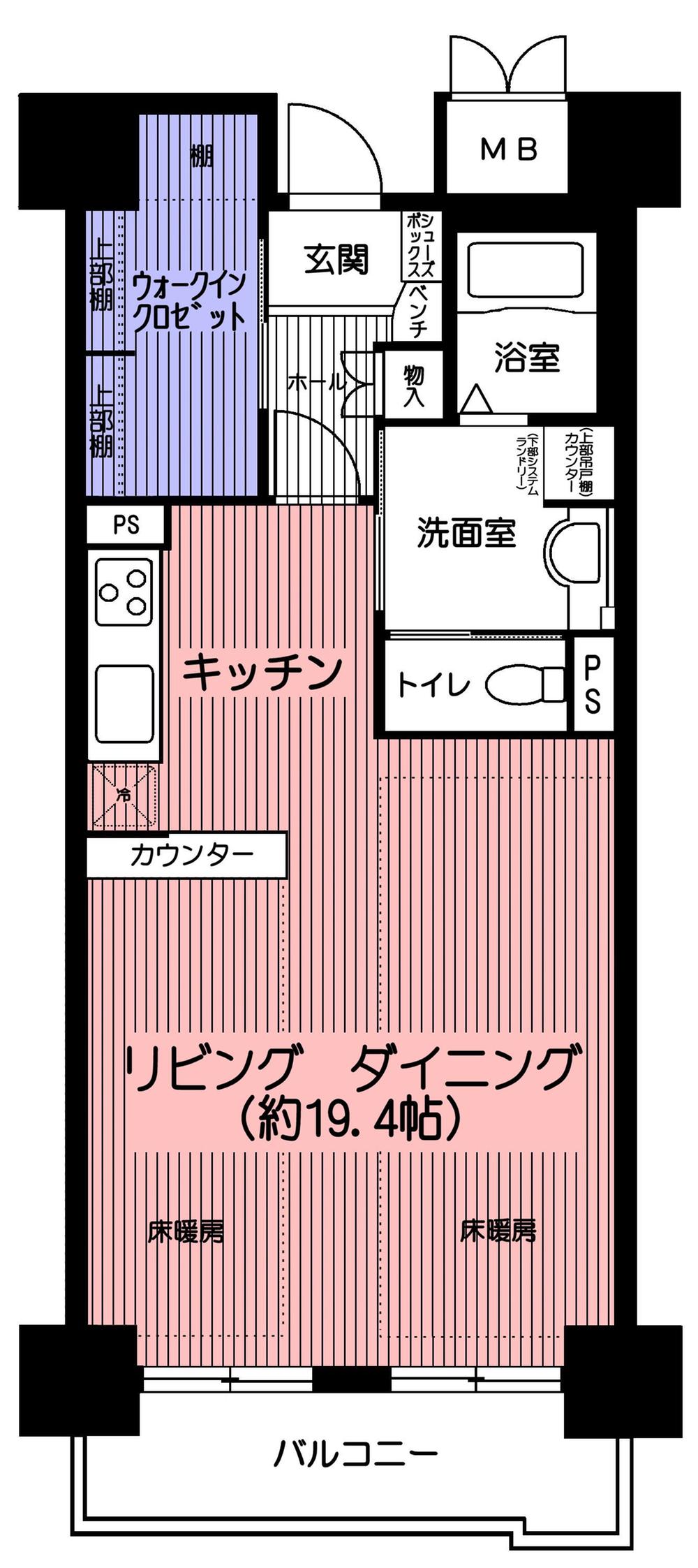 Floor plan. Price 13.5 million yen, Occupied area 64.72 sq m , Balcony area 8.04 sq m