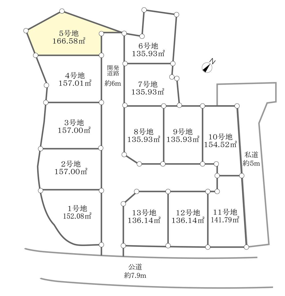 Compartment figure. Land price 69,800,000 yen, Land area 166.58 sq m 5 No. place Compartment Figure