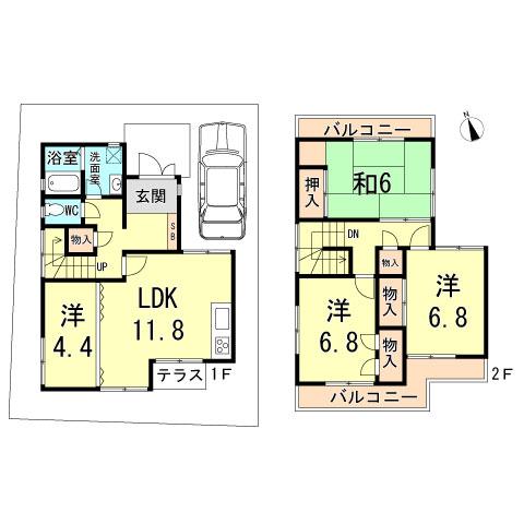 Floor plan. 44,600,000 yen, 4LDK, Land area 117.58 sq m , Building area 94 sq m