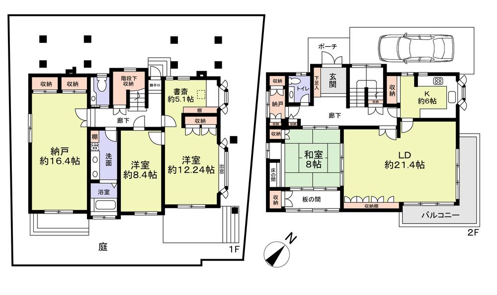 Floor plan. 89,800,000 yen, 3LDK + 2S (storeroom), Land area 439.86 sq m , Building area 193.56 sq m   ■ 3LDK + 2S