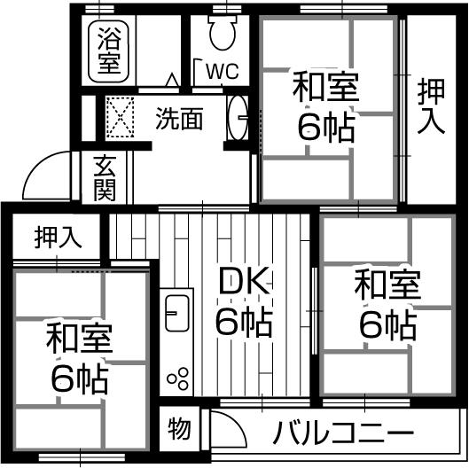 Floor plan. 3DK, Price 4.2 million yen, Occupied area 54.25 sq m , Balcony area 5 sq m 2013 August some renovation completed.