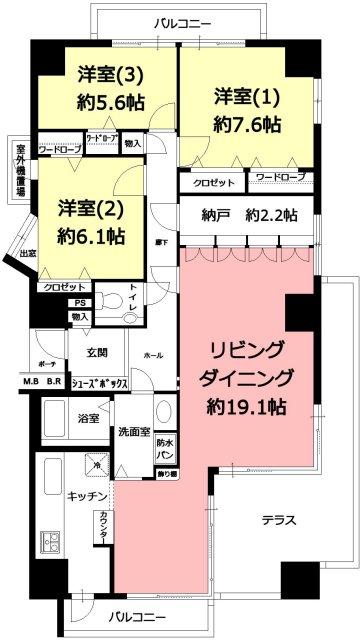 Floor plan. 3LDK + S (storeroom), Price 27,800,000 yen, Footprint 100.86 sq m , Balcony area 8.83 sq m