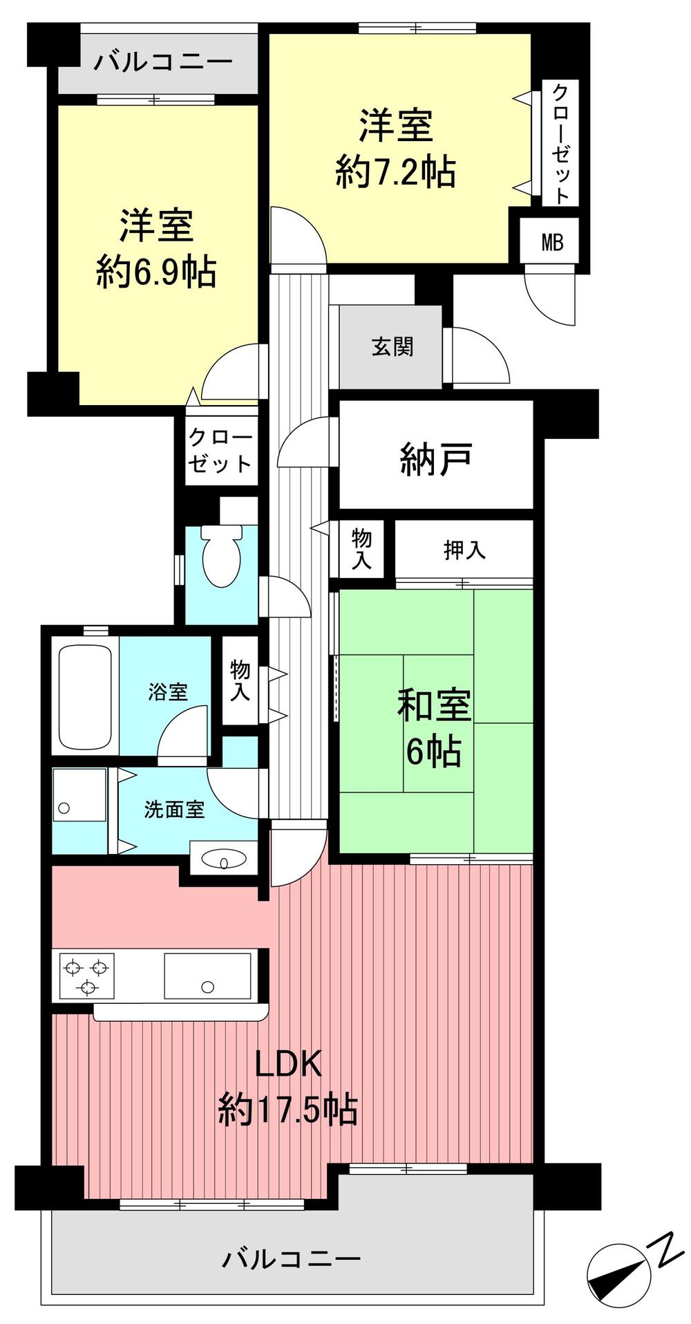Floor plan. 3LDK + S (storeroom), Price 26,800,000 yen, Occupied area 90.11 sq m , Balcony area 12.45 sq m