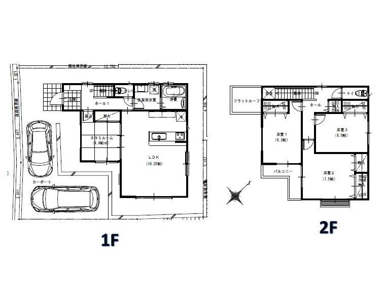 Building plan example (introspection photo). Building plan Reference Example (A No. land) Building area 1F: 51.88  sq m 2F: 48.83 sq m  Total floor area 100 ・ 71 sq m