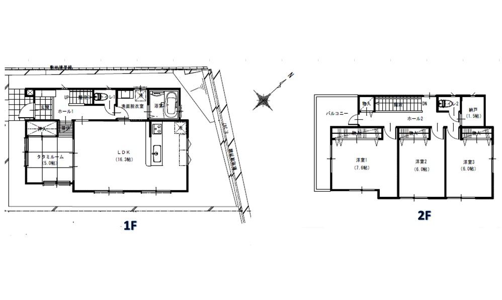 Building plan example (introspection photo). Building plan Reference Example (B No. land) Building area 1F: 52.45 sq m  2F: 50.20 sq m total floor area 102.65 sq m