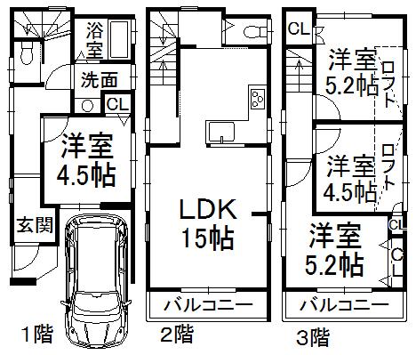 Floor plan. 35,800,000 yen, 4LDK, Land area 50.63 sq m , Building area 91.39 sq m