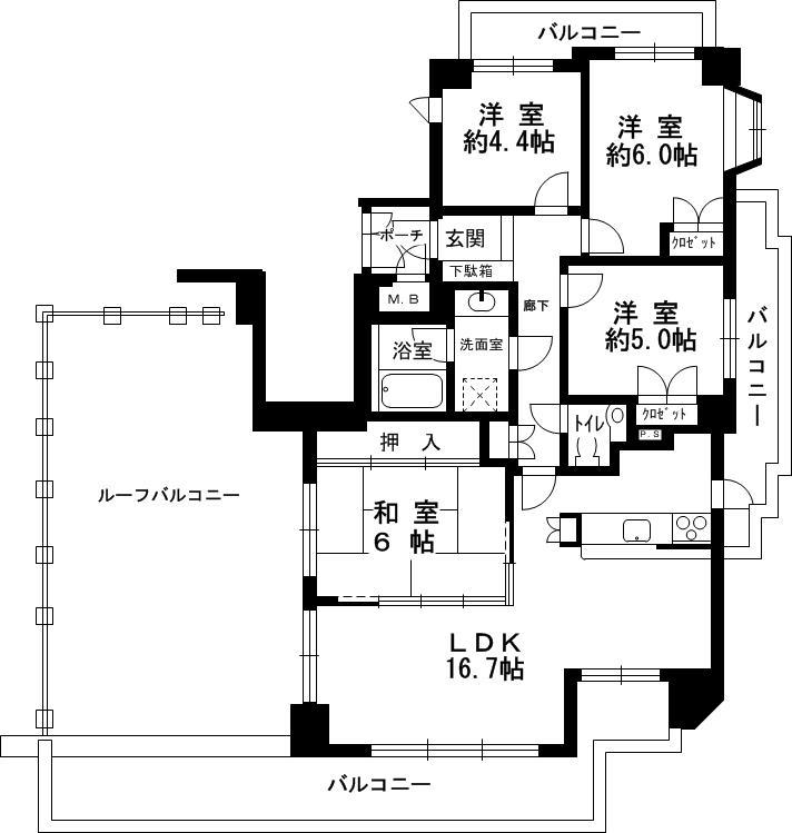 Floor plan. 4LDK, Price 53,800,000 yen, Occupied area 84.35 sq m , Balcony area 29.42 sq m