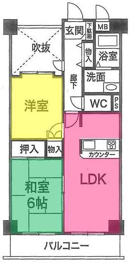 Floor plan. 2LDK, Price 14.8 million yen, Occupied area 52.91 sq m , Balcony area 6.32 sq m