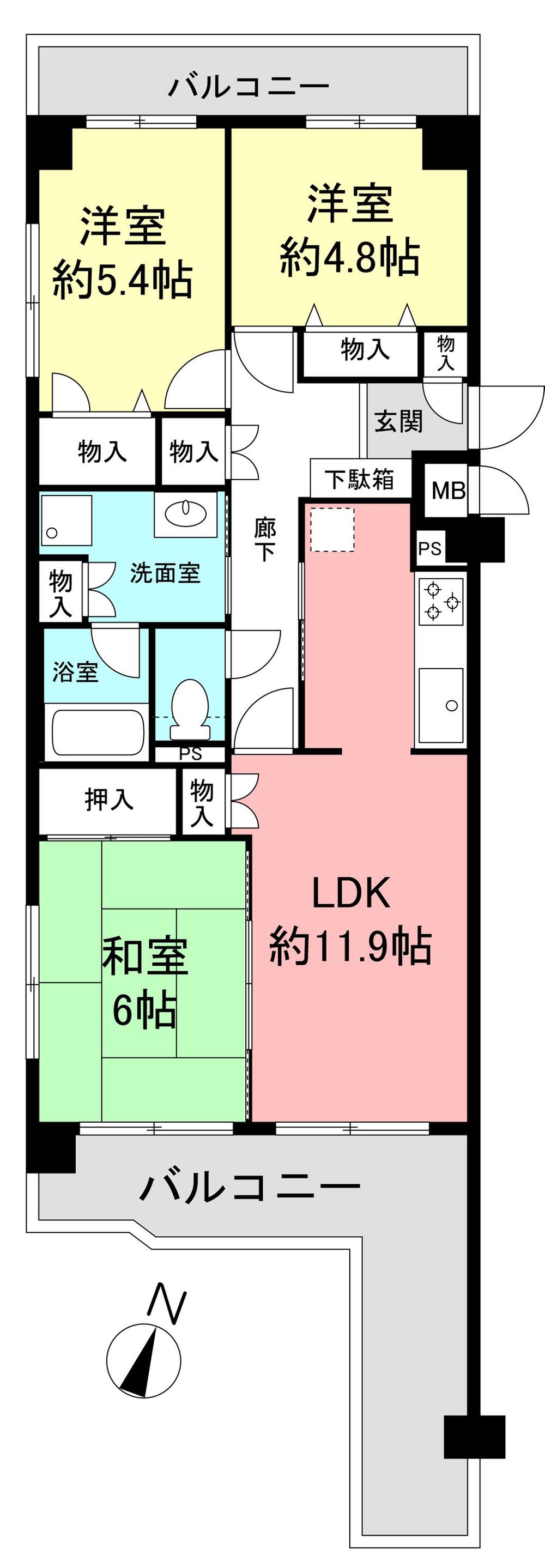 Floor plan. 3LDK, Price 28 million yen, Occupied area 67.56 sq m , Balcony area 24.25 sq m