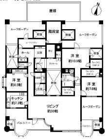 Floor plan. 3LDK, Price 118 million yen, Footprint 183.76 sq m , Balcony area 18.61 sq m