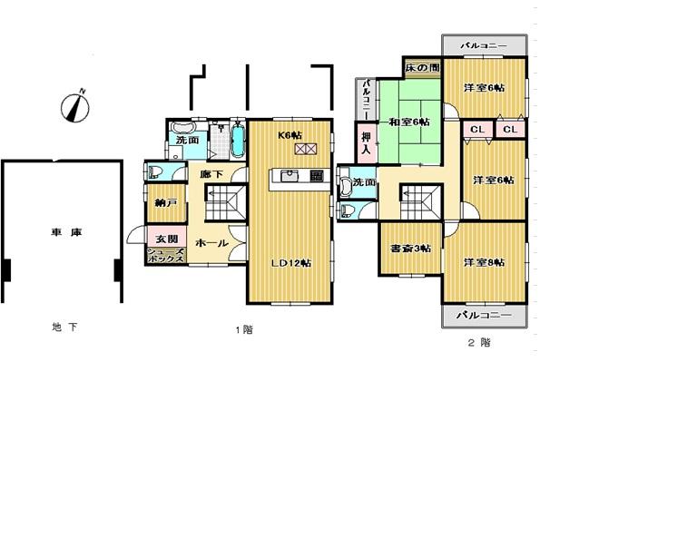 Floor plan. 59,800,000 yen, 4LDK + S (storeroom), Land area 173.99 sq m , Building area 165.67 sq m