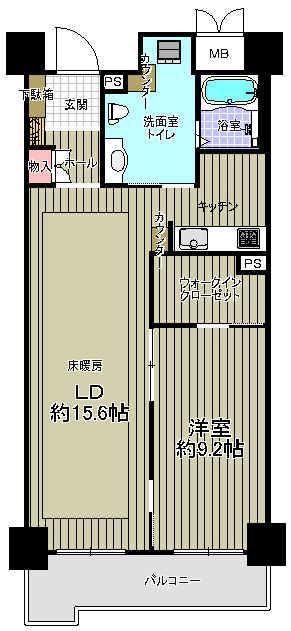Floor plan. 1LDK + S (storeroom), Price 14.5 million yen, Occupied area 64.09 sq m , Balcony area 8.04 sq m