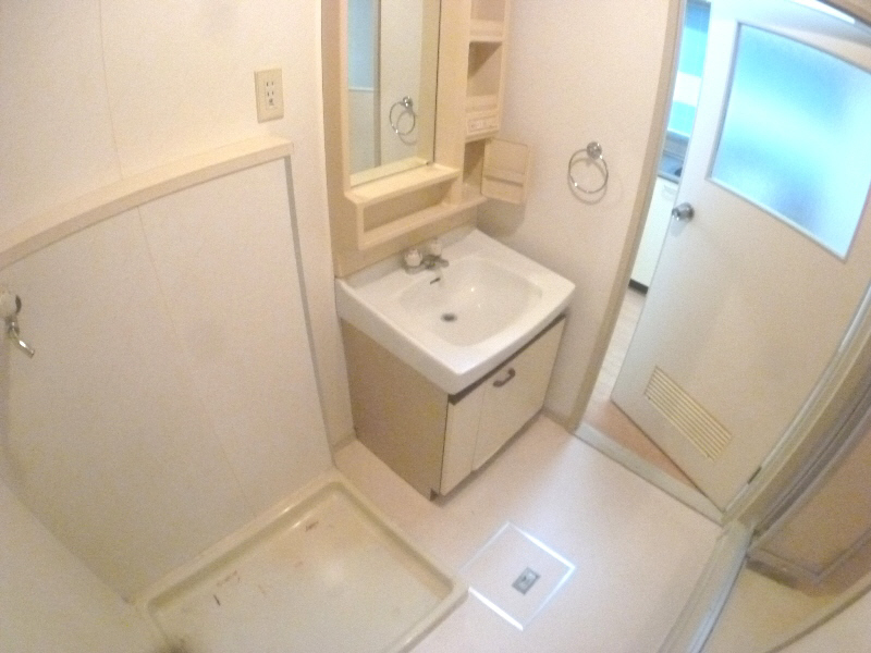 Washroom. Independent wash basin, Washing machine in the room