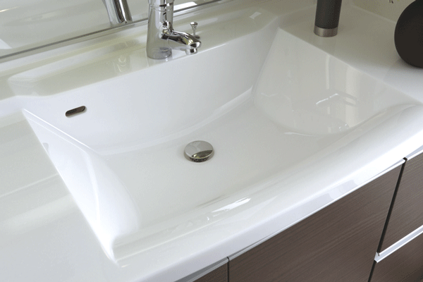 Bathing-wash room.  [Counter-integrated Square bowl] Since there is no seam on the border of the counter and the bowl, Care is also easy mechanism. Also, It is a square type stylish design of the (same specifications)