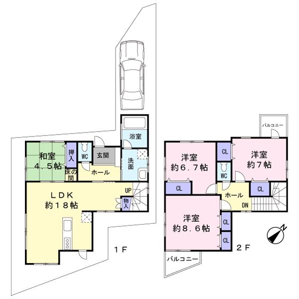 Floor plan. 58,800,000 yen, 4LDK, Land area 103.82 sq m , Building area 107.68 sq m
