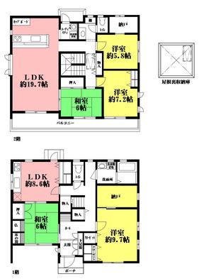 Floor plan. 44,800,000 yen, 5LDK + S (storeroom), Land area 179.75 sq m , Building area 174.5 sq m