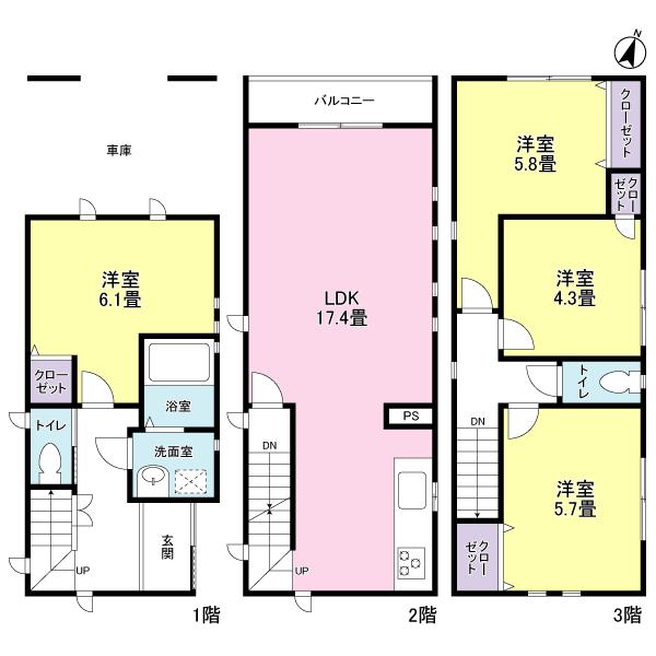 Floor plan. 42,800,000 yen, 4LDK, Land area 43.68 sq m , Building area 103.05 sq m floor plan. 