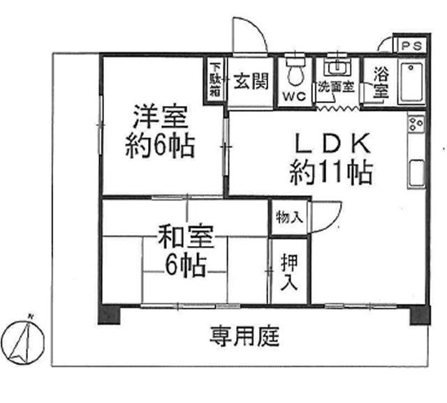 Floor plan. 2LDK, Price 12.8 million yen, Occupied area 48.09 sq m , Balcony area 7.64 sq m Floor