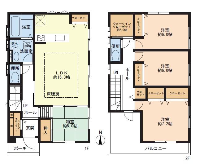 Floor plan. (A No. land), Price 61,800,000 yen, 4LDK, Land area 142.23 sq m , Building area 110.96 sq m