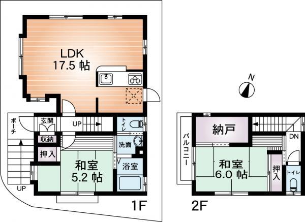 Floor plan. 33,800,000 yen, 2LDK, Land area 93.31 sq m , Building area 74.03 sq m floor plan drawings