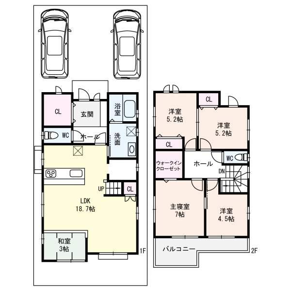 Floor plan. 54,800,000 yen, 4LDK, Land area 125 sq m , Building area 125 sq m
