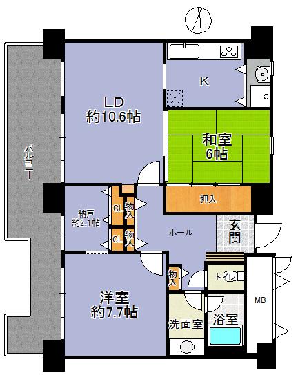 Floor plan. 3LDK, Price 16.8 million yen, Footprint 73.7 sq m , Balcony area 19.52 sq m