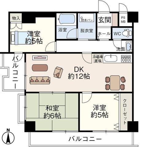 Floor plan. 3LDK, Price 13.8 million yen, Occupied area 59.58 sq m , Balcony area 10.15 sq m floor plan