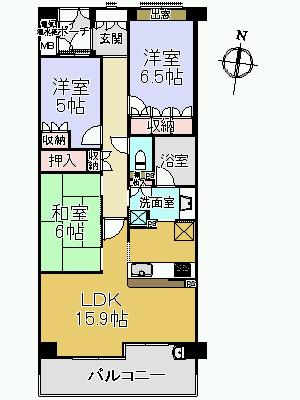Floor plan. 3LDK, Price 27.5 million yen, Footprint 76.7 sq m , Balcony area 10.62 sq m