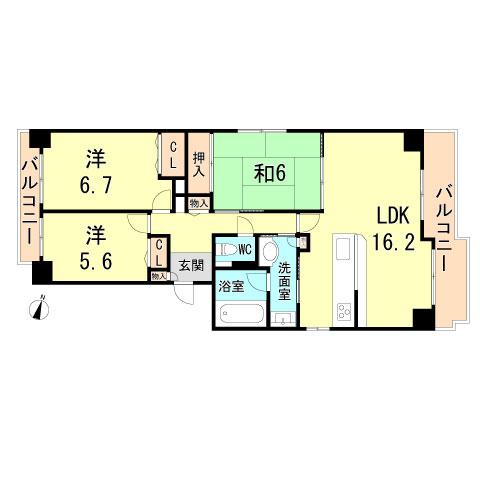 Floor plan. 3LDK, Price 15.9 million yen, Footprint 78 sq m , Balcony area 14.48 sq m