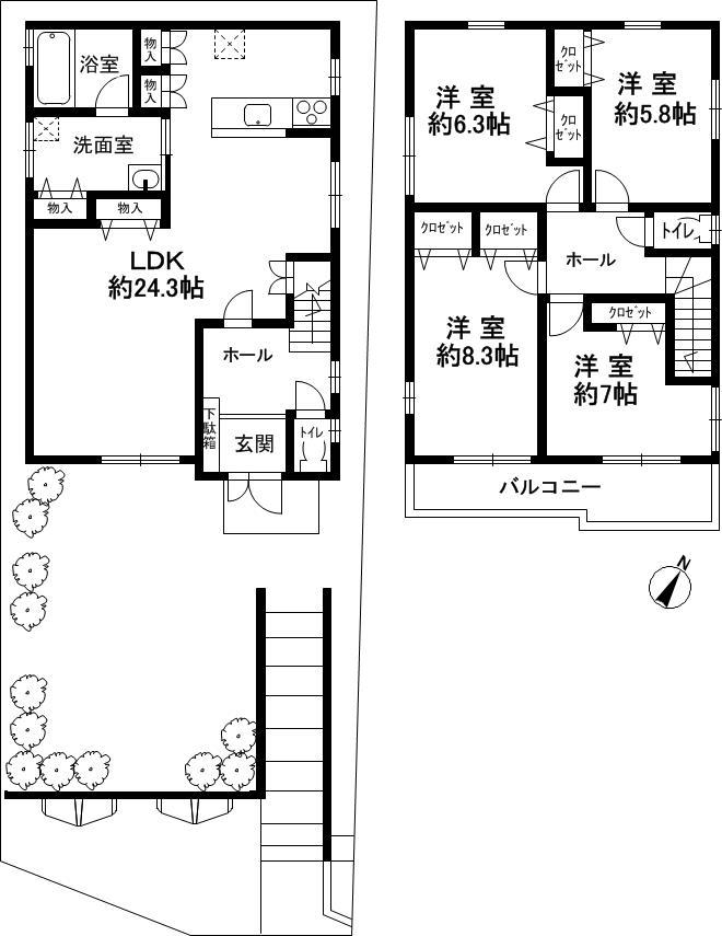 Floor plan. 62,800,000 yen, 4LDK, Land area 149.73 sq m , Building area 121.49 sq m