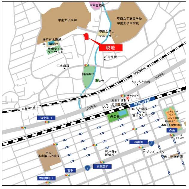 Local guide map. Walk to JR Konan Yamate Station 9 minutes