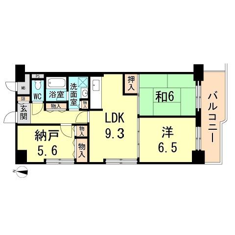 Floor plan. 2LDK+S, Price 11.9 million yen, Footprint 64.9 sq m , Balcony area 7.96 sq m