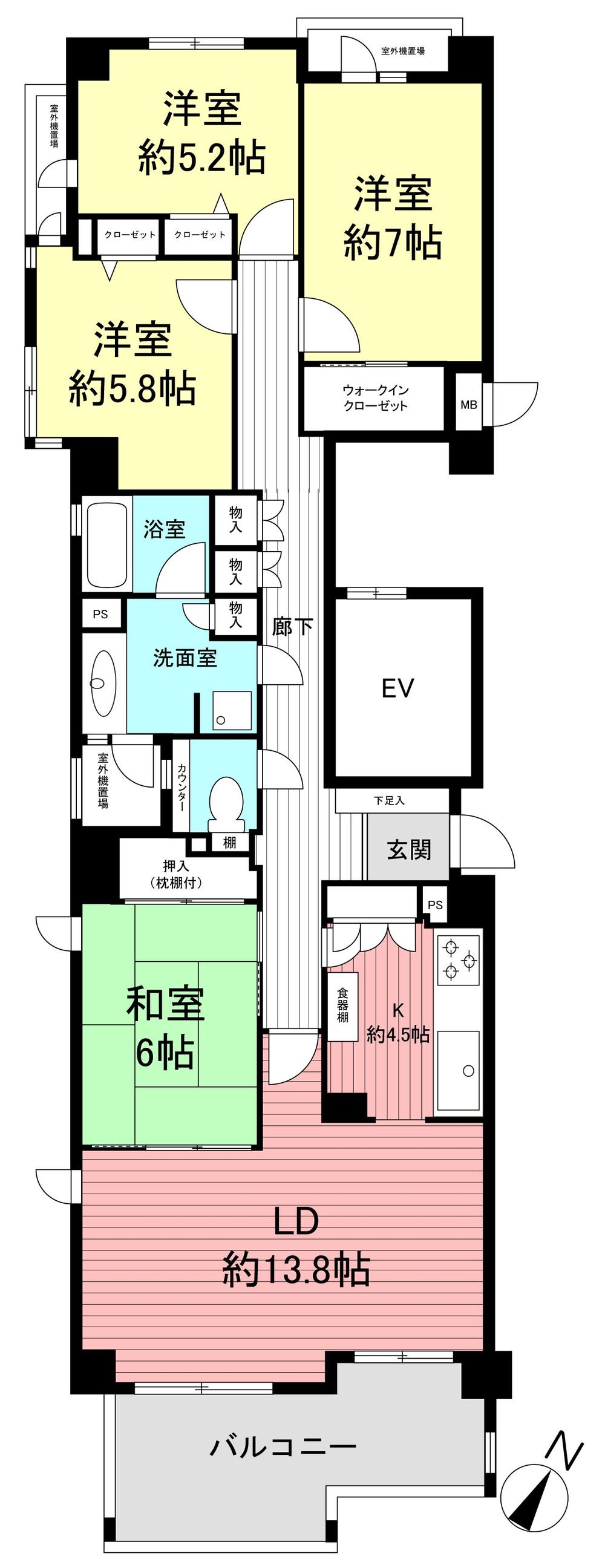 Floor plan. 4LDK, Price 41,800,000 yen, Footprint 102.15 sq m , Balcony area 11.9 sq m
