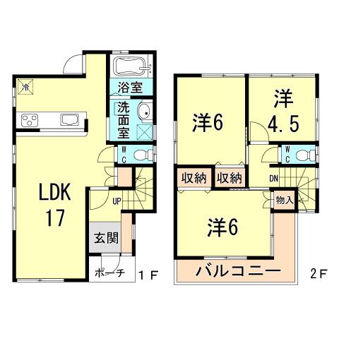 Floor plan. 22,800,000 yen, 3LDK, Land area 134.29 sq m , Building area 78.67 sq m
