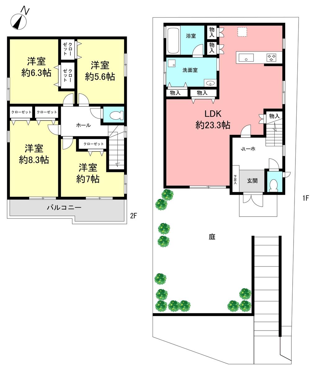 Floor plan. 62,800,000 yen, 4LDK, Land area 149.73 sq m , Building area 154.79 sq m